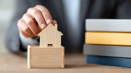 Bankruptcy concept with house and legal documents for financial decision-making