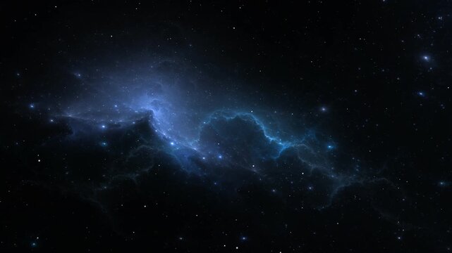 Flying through nebula and star fields in deep space. 3D Animation