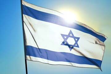 Israel Israeli flag on sunny sky background