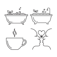 Set of various outline icons, vector illustration