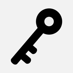 Bold Black Key Icon — Thick Silhouette Access & Security Mark