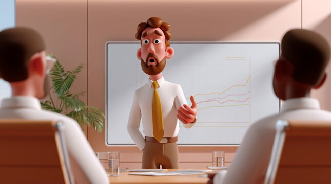 Animated business meeting with presentation - Powered by Adobe