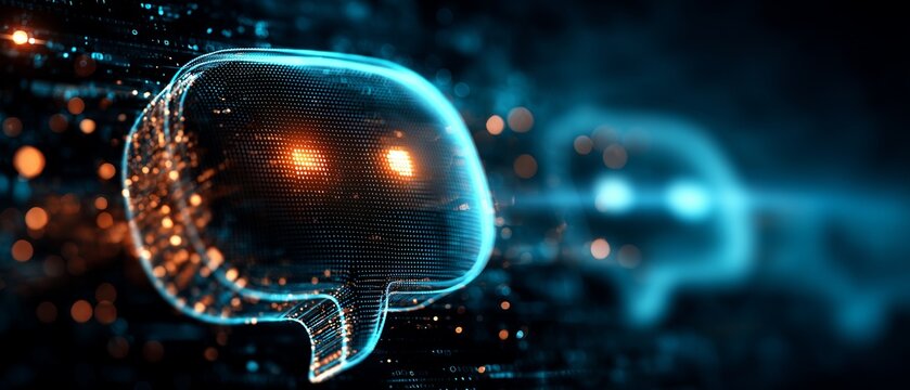 The image evokes innovation, science, and the power of the mind. Technology with charm and playful curiosity. Chatbot concept.