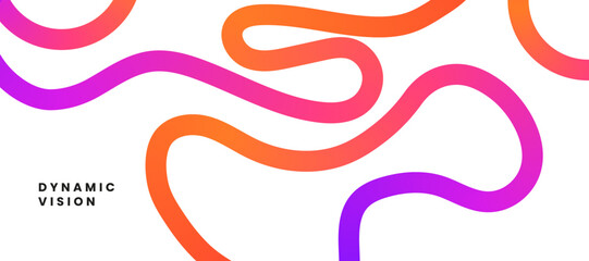 Abstract background with flowing gradient lines in orange pink and purple on white surface design