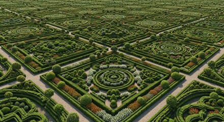 Fototapeta premium Vast Formal French Garden with Intricate Geometric Parterres and Mazes.