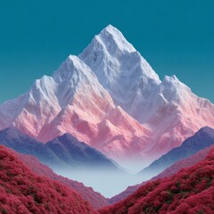 Majestic mountain landscape with vibrant colors and serene atmosphere in the background