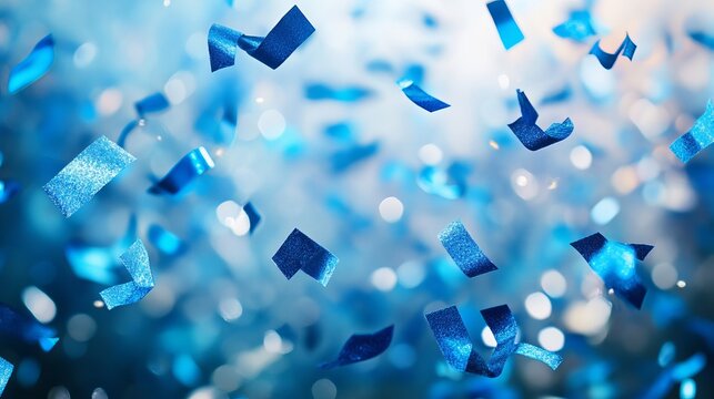 Celebrate success with vibrant blue confetti falling, perfect for festive occasions, exciting announcements, and corporate milestones celebrations