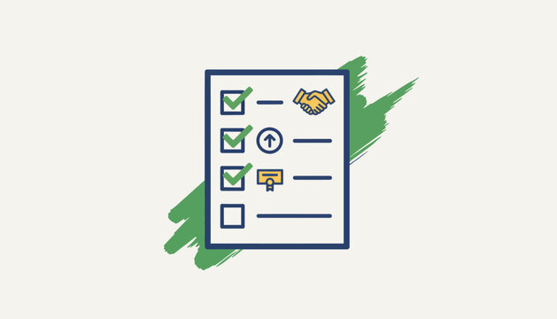 A checklist being marked off with completed career goals and achievements signifying progress tracking in an ongoing career development journey.