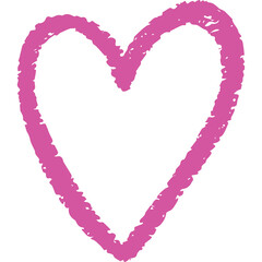 Pink Hand Drawn Heart Shape Outline Transparent Background Romantic Love Symbol