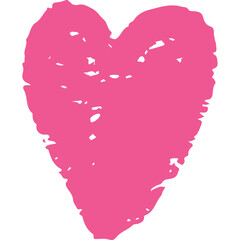 Pink Heart Shape Drawn With Crayon In A Simple Style Isolated On White Background