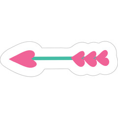 Pink Heart Arrow with Teal Shaft and Textured Outline on Transparent Background