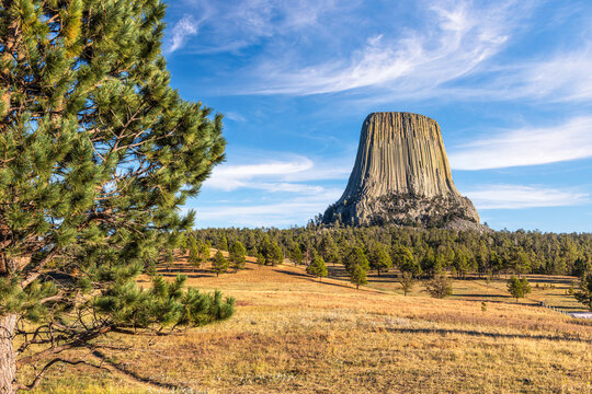 Devils Tower in Crook County, Wyoming. Devils Tower National Monument was the first United States national monument.