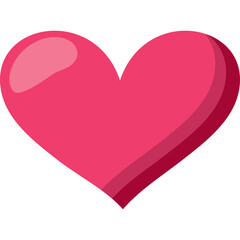 Pink Heart Symbol Shape with Shading and Highlights Against a Transparent White Background symbolizing Love Health Romance and Emotion