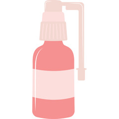 Pink Nasal Spray Bottle With White Cap And Applicator On Transparent Background Medical Healthcare And Hygiene Concept.