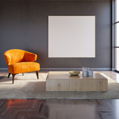 Naklejka premium Large luxury modern bright interiors Living room mockup illustration 3D rendering image