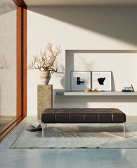 Naklejka premium Large luxury modern bright interiors Living room mockup illustration 3D rendering image