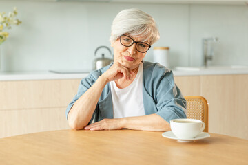 Portrait of confident stylish european middle aged senior woman. Older mature 60s lady smiling at home. Happy attractive senior female looking camera close up face headshot portrait. Happy people