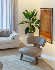 Naklejka premium Large luxury modern bright interiors Living room mockup illustration 3D rendering image