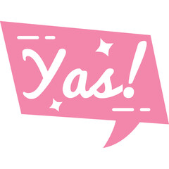 Pink Speech Bubble With Yas Text And Sparkles Graphic Design Element Transparent Background
