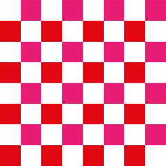 Bold red, pink, and white checkered pattern, creating a vibrant, retro, and eye-catching geometric background design.