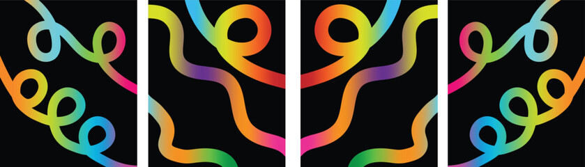 Obraz premium Abstract Color Background with Dynamic Gradient Lines. Wavy Rainbow Spiral Shapes and Fluid Squiggle Design Elements for Digital Art and Modern Templates.