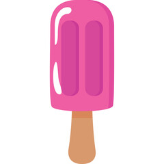 Pink popsicle ice cream on a wooden stick isolated on a transparent background perfect for summer treats and frozen desserts