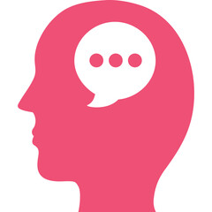Pink Silhouette Profile Head With Speech Bubble Inside Representing Communication Thought Process And Ideas Isolated On White Background
