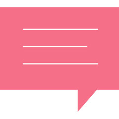 Fototapeta premium Pink Speech Bubble Icon With Three White Horizontal Lines Representing Text Content And Communication Symbol Isolated On White Background