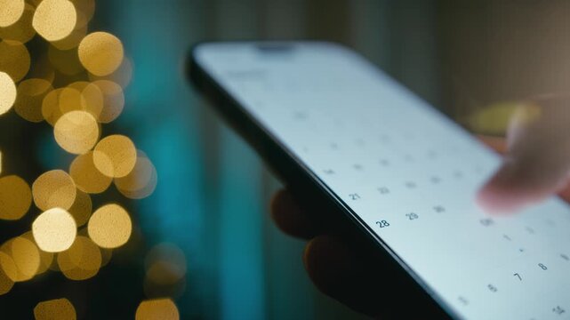 Smartphone calendar scrolling for Christmas Day