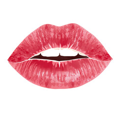 Bright Red Lips With Soft Texture Showing Beauty and Allure for Creative Projects