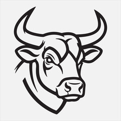 Beautiful Bull head line art vector design