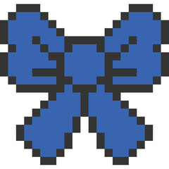 Pixel art blue bow tie on a transparent background vector graphic illustration