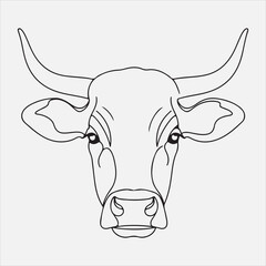 Beautiful cow head line art vector design