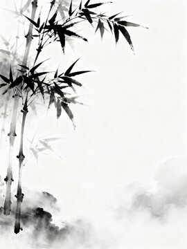 Black Bamboo Ink Painting Background