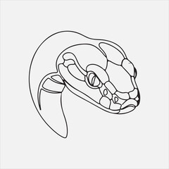 Beautiful snake head line art vector design