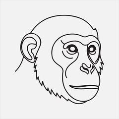 Beautiful monckey head line art vector design