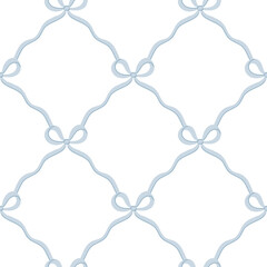 Seamless vector pattern with light blue ribbons and bows.