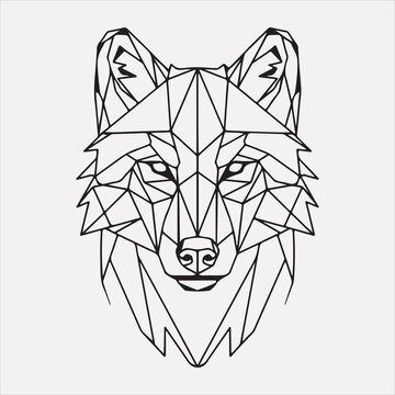 Beautiful fox head geomatric line art vector design