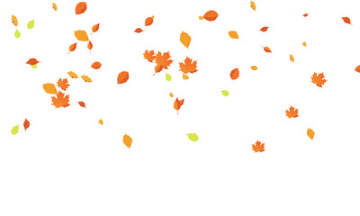 Autumn leaf border. Wave of falling leaves.Leaf fall. Autumn flying leaves. Watercolor leaves in the wind. PNG