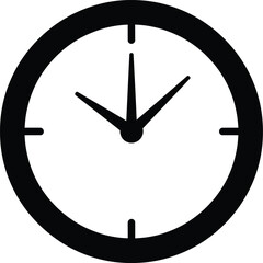 Simple black and white clock face icon with hour and minute hands