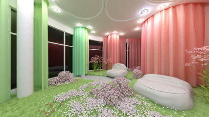 リビングルーム　3DCGレンダリング