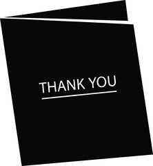 Elegant black thank you card with white text and subtle lines
