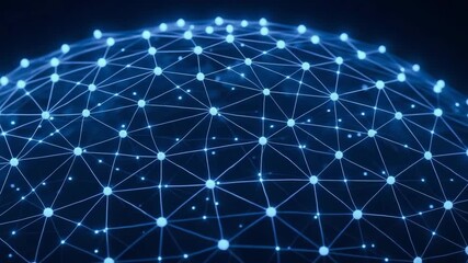 Abstract digital network with glowing nodes and connections, representing modern technology and data flow in a vibrant visual style. - Powered by Adobe