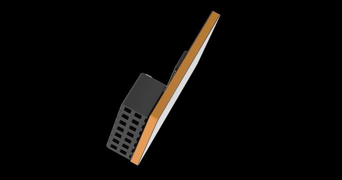Trusted Platform Module, TPM rotation animation seamlessly loopable. 3D rendering isolated on transparent background