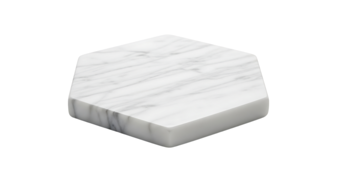 Elegant marble piece featuring a unique angled geometric design. The object is set on a dark surface and well lit. - Powered by Adobe