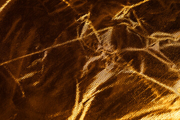 Abstract Gold Crumpled Foil Texture Wrinkled Background