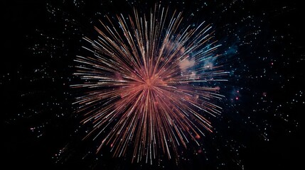 Fototapeta premium Explosive burst of vibrant fireworks painting the night sky with dazzling streaks of light and celebratory energy