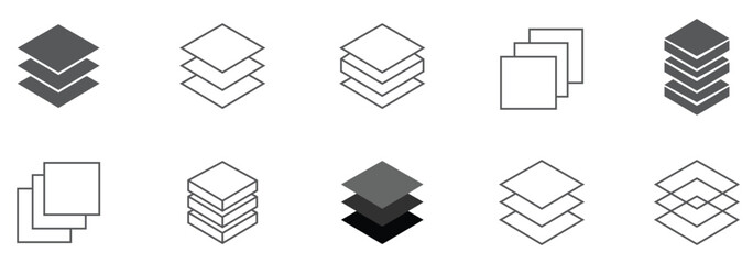 Layer icon set. high comfort structure symbol. business growth infographic layers. Presentation sign