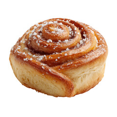 Fototapeta premium Freshly Baked Cinnamon Roll Topped With Sugar Sprinkles at a Cozy Bakery Setting.