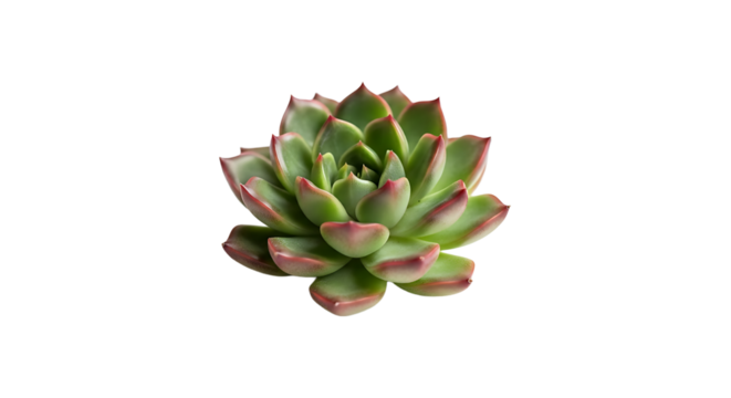 A captivating closeup of a succulent reveals intricate textures and vibrant color gradients, set against a stark transparent background.